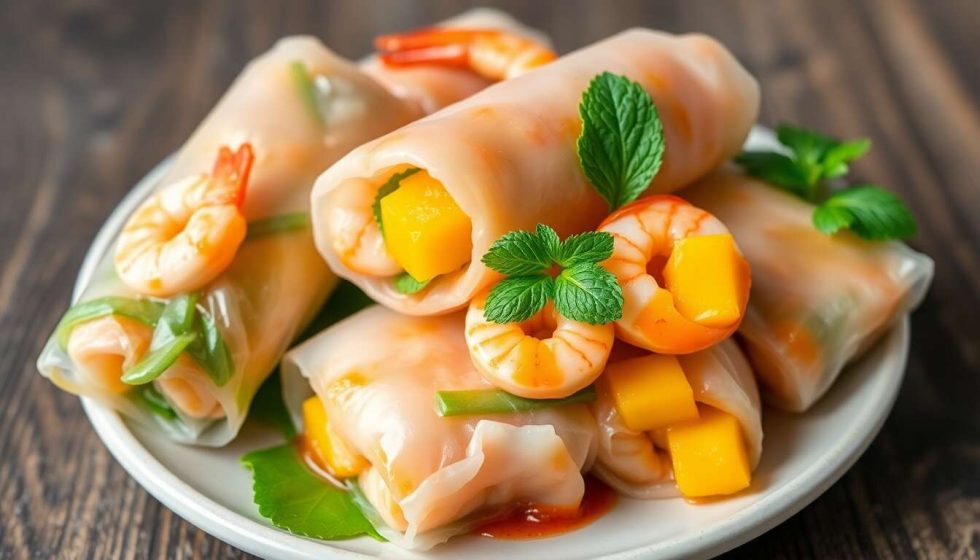 Rouleaux de printemps au surimi et à la mangue